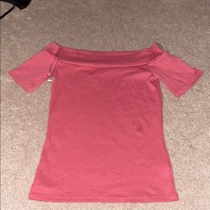 off the shoulder AERO pink shirt